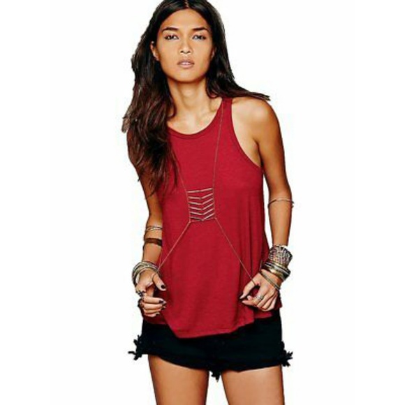 Free People Tops - Free People Long Beach Slub Tank Top Poppy Red
